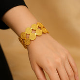 Metallic Texture Gold-Tone Stainless Steel Cuff Bracelet-18